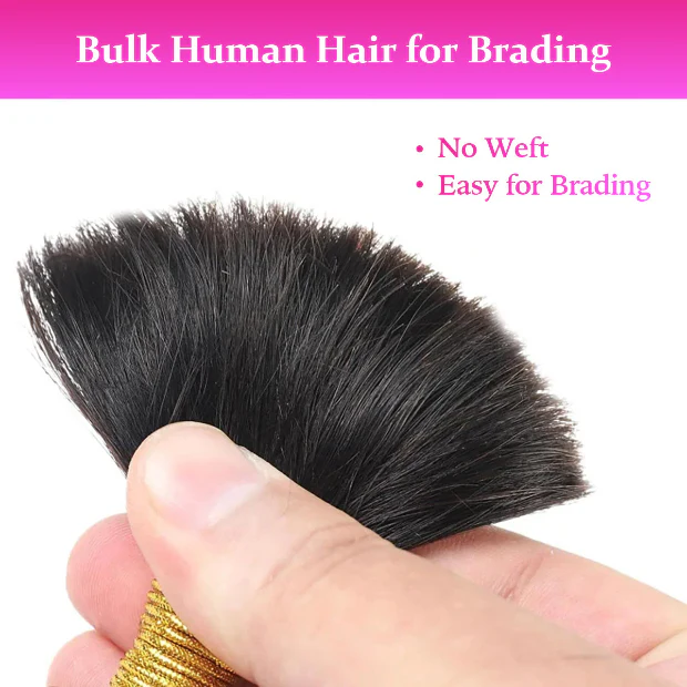 Seamless Deep Wave Crochet Hair Bulk No Weft Virgin Human Hair Extension Natural Black - Image 6