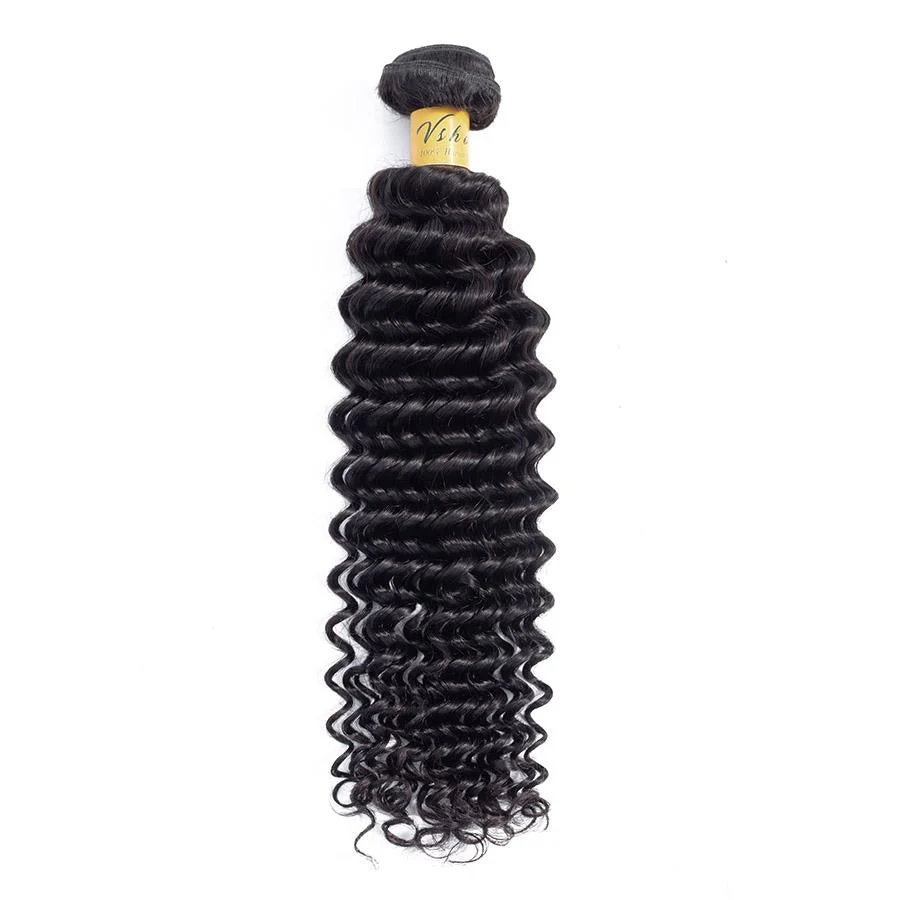 VSHOW HAIR Premium 9A Indian Human Virgin Hair Deep Wave Natural Black 3 Bundles Deal - Image 6