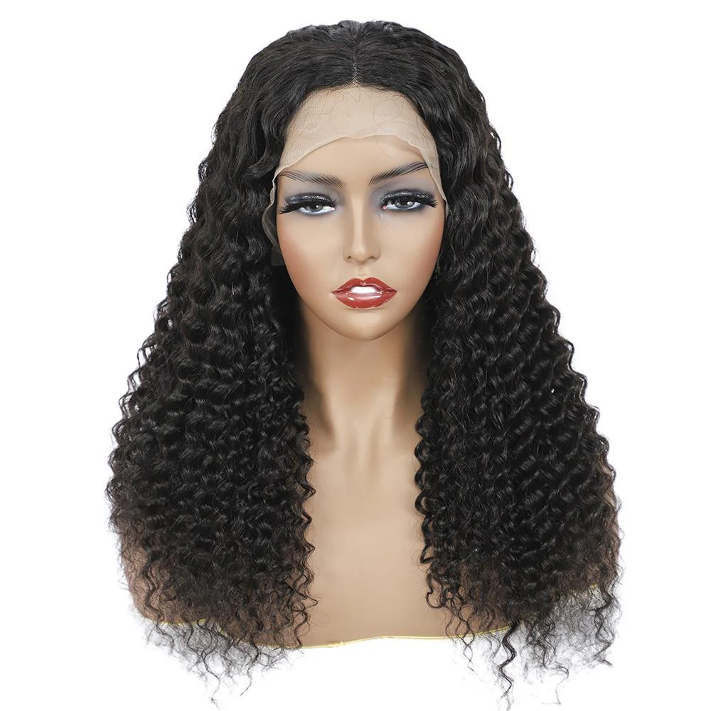 VSHOW HAIR Full & Thick Deep Wave Lace Part Wig Deep Middle Part 4 Inch Natural Black - Image 3