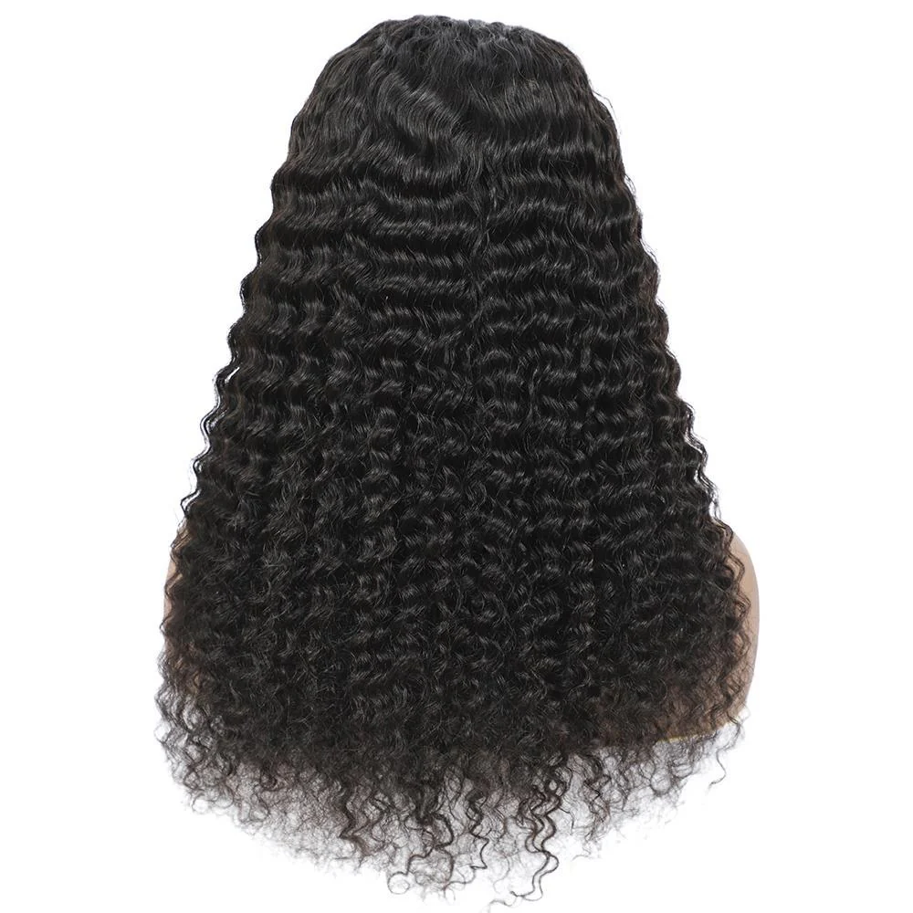 VSHOW HAIR Full & Thick Deep Wave Lace Part Wig Deep Middle Part 4 Inch Natural Black - Image 4