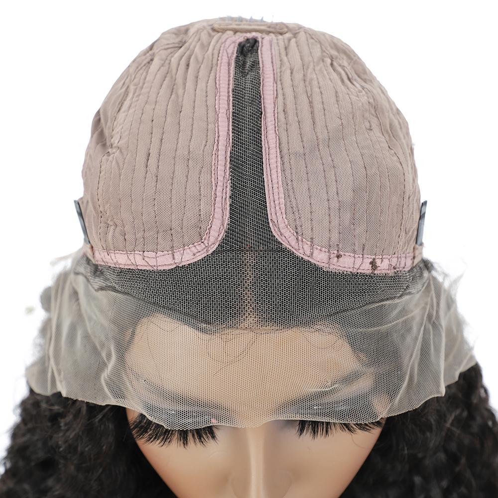 VSHOW HAIR Full & Thick Deep Wave Lace Part Wig Deep Middle Part 4 Inch Natural Black - Image 5