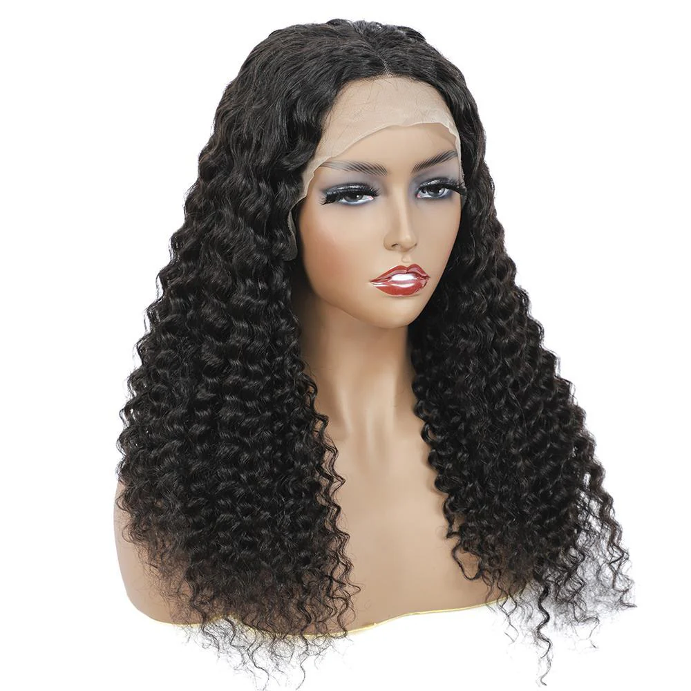 VSHOW HAIR Full & Thick Deep Wave Lace Part Wig Deep Middle Part 4 Inch Natural Black - Image 6