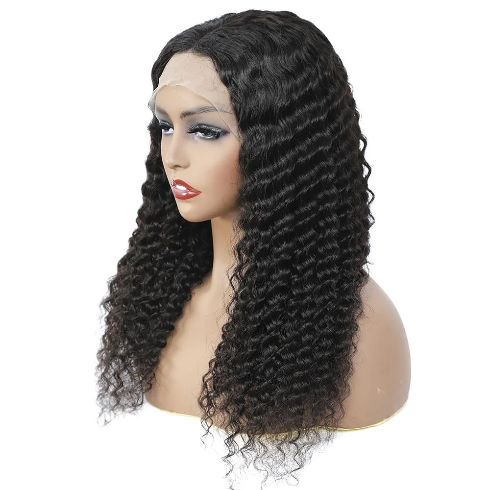 VSHOW HAIR Full & Thick Deep Wave Lace Part Wig Deep Middle Part 4 Inch Natural Black - Image 7