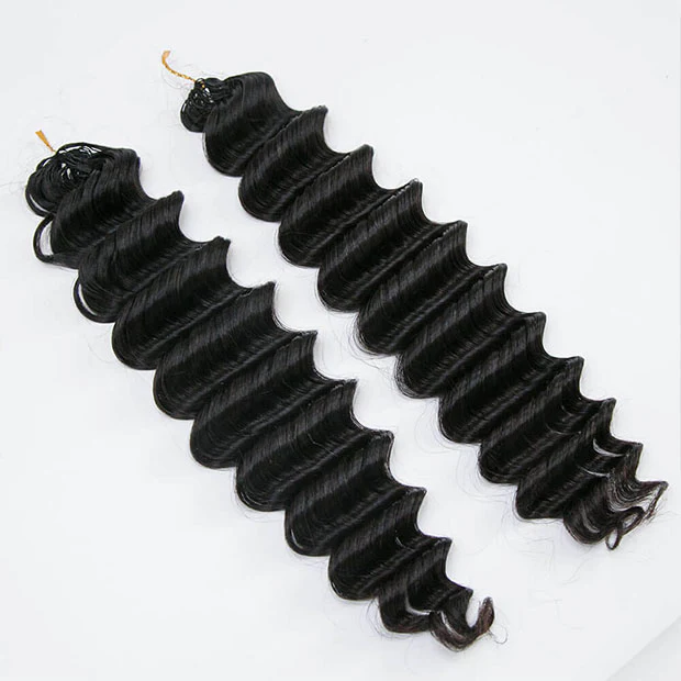 Knotless Crochet Human Hair Deep Wave Pre Separated Crochet Hair Extensions Curly Human Hair Weaving - Image 3
