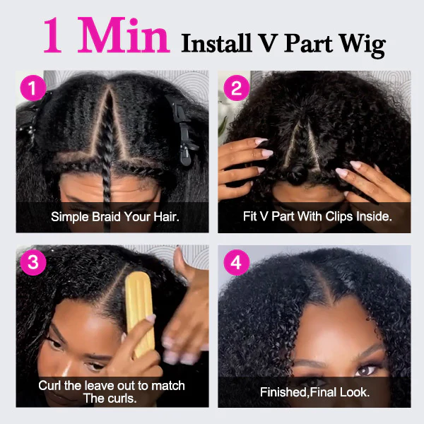 250% Density Deep Curly V Part Wigs With Drawstring No Leave Out Side Part Available Deep Wave Glueless Human Hair Wigs - Image 5