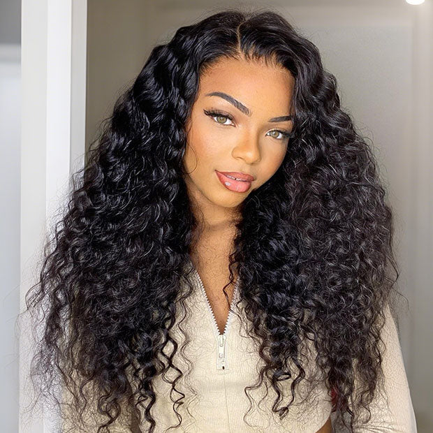 250% Density Deep Curly V Part Wigs With Drawstring No Leave Out Side Part Available Deep Wave Glueless Human Hair Wigs - Image 7