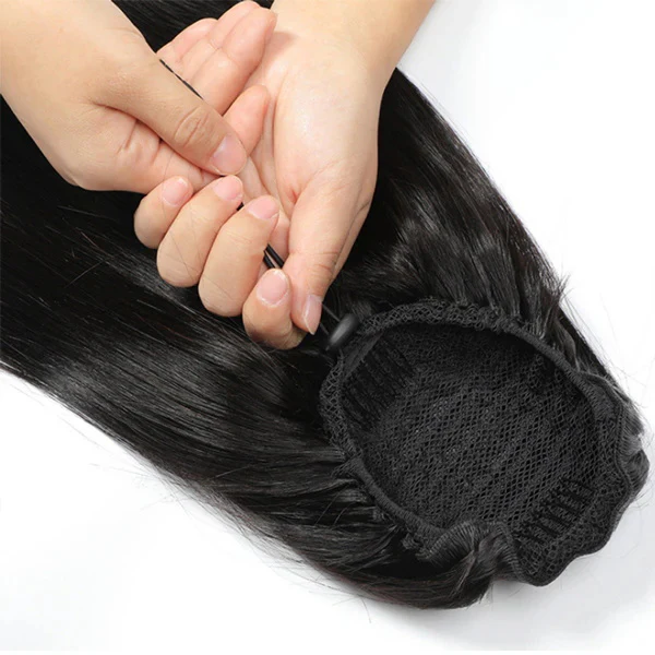 Drawstring Ponytail Hair Extensions Cheap Human Hair Ponytail With Clips In All Style Hair Pieces - Image 3