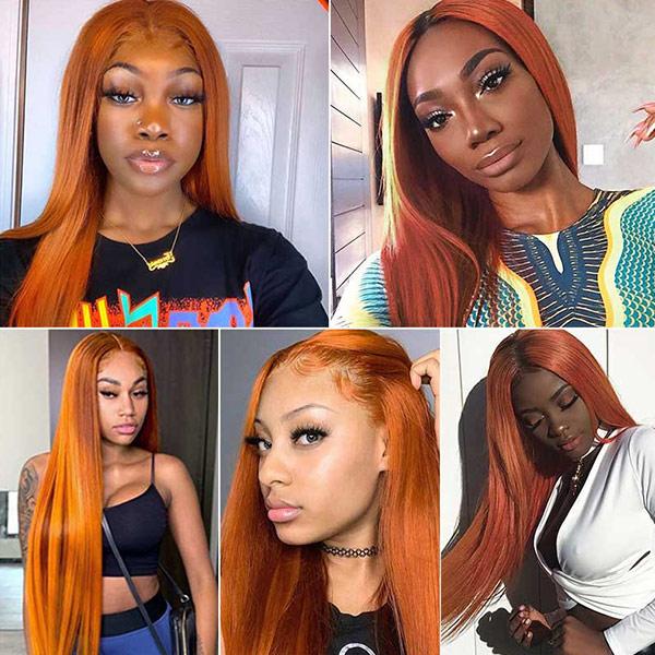 VSHOW Ginger Color Lace Front Wigs Straight Human Hair Wigs For Sale - Image 4