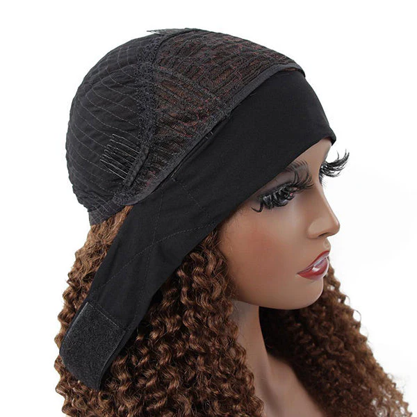 VSHOW HAIR Premium #4 Brown Kinky Curly Hair Headband Wigs 180% Density Glueless None Lace Wig - Image 5