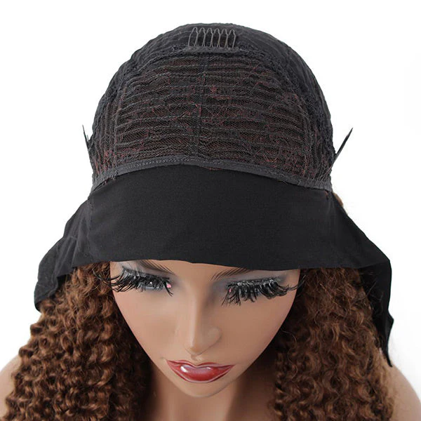 VSHOW HAIR Premium #4 Brown Kinky Curly Hair Headband Wigs 180% Density Glueless None Lace Wig - Image 6