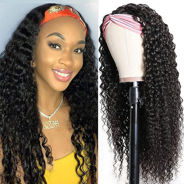 VSHOW 250% Density Glueless Kinky Curly Headband Wig Thick Throw & Go Human Hair Wigs - Image 3