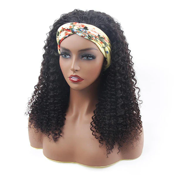 VSHOW 250% Density Glueless Kinky Curly Headband Wig Thick Throw & Go Human Hair Wigs - Image 5