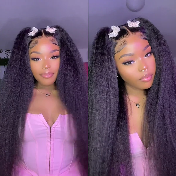 VSHOW Bleached Knots Kinky Straight Hair 10x6 Lace Front Wigs Wear Go Wig Glueless Wigs 250% Density - Image 3