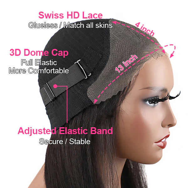 VSHOW Glueless Wigs Swiss HD Lace Front Wigs 13x4 Lace Human Hair Wear Go Wig 180% Density - Image 4