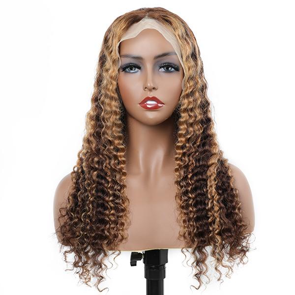 VSHOW HAIR Ombre Honey Blonde Highlight Lace Front Deep Wave Human Hair Wigs - Image 3