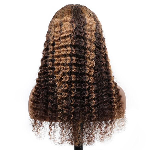 VSHOW HAIR Ombre Honey Blonde Highlight Lace Front Deep Wave Human Hair Wigs - Image 4