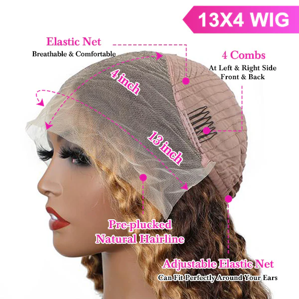 VSHOW HAIR Ombre Honey Blonde Highlight Lace Front Deep Wave Human Hair Wigs - Image 5