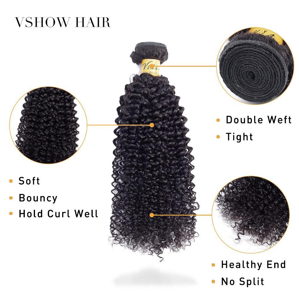 VSHOW HAIR Premium 9A Peruvian Virgin Human Hair Kinky Curly 3 or 4 Bundles with Closure Popular Sizes - Image 6