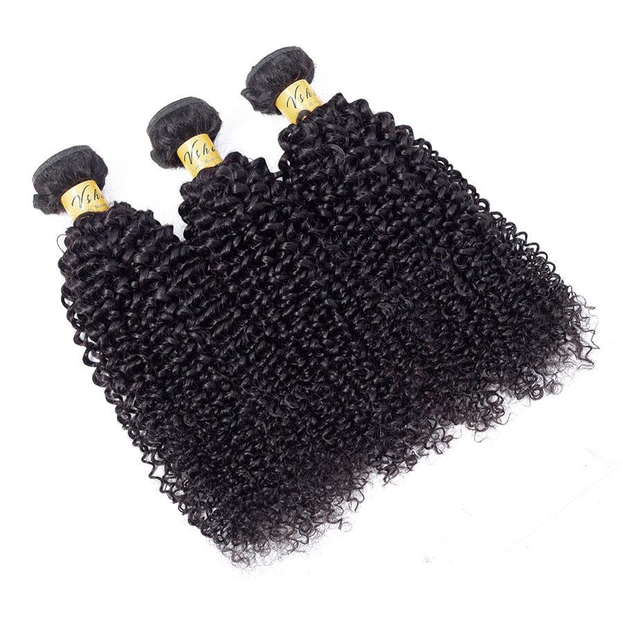 VSHOW HAIR Premium 9A Peruvian Human Virgin Hair Kinky Curly Natural Black 3 Bundles Deal - Image 3