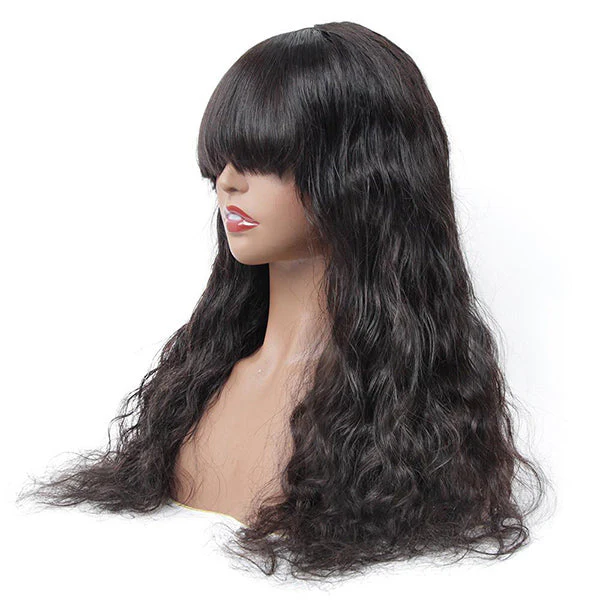 VSHOW HAIR Loose Deep Wave Human Hair None Lace Wigs with Bangs - Image 6