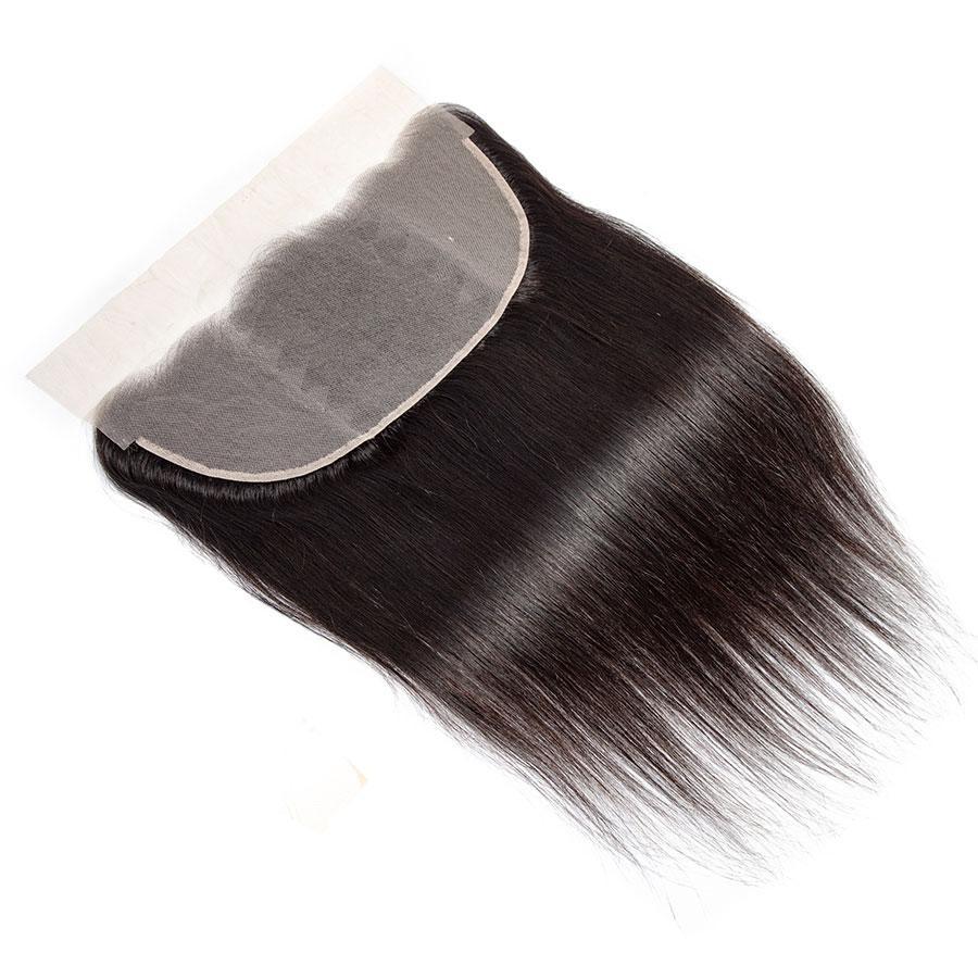 VSHOW HAIR Premium 9A Malaysian Human Virgin Hair Straight 3 Bundles with Pre Plucked 13x4 Frontal Natural Black - Image 4