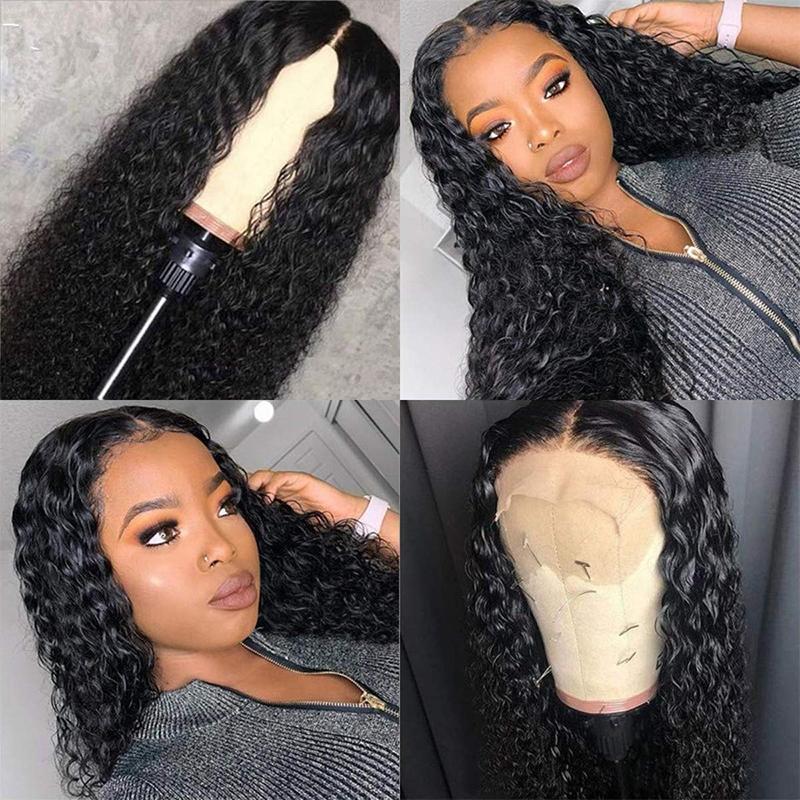 VSHOW Water Wave Human Hair Wigs 5x5 Lace Closure Wigs Curly Style Natural Black - Image 3