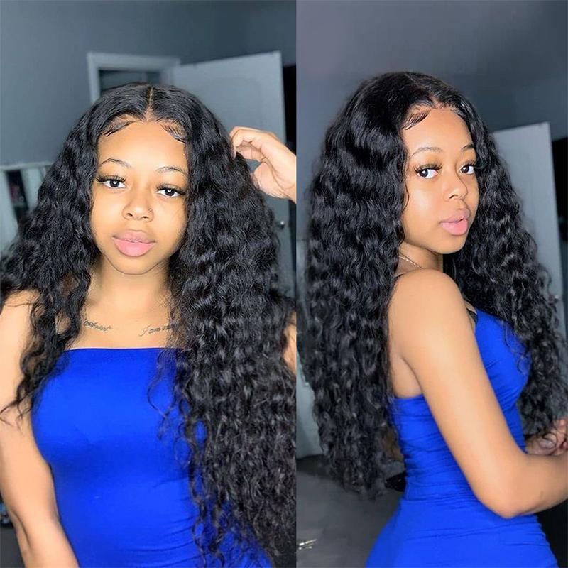 VSHOW Water Wave Human Hair Wigs 5x5 Lace Closure Wigs Curly Style Natural Black - Image 4