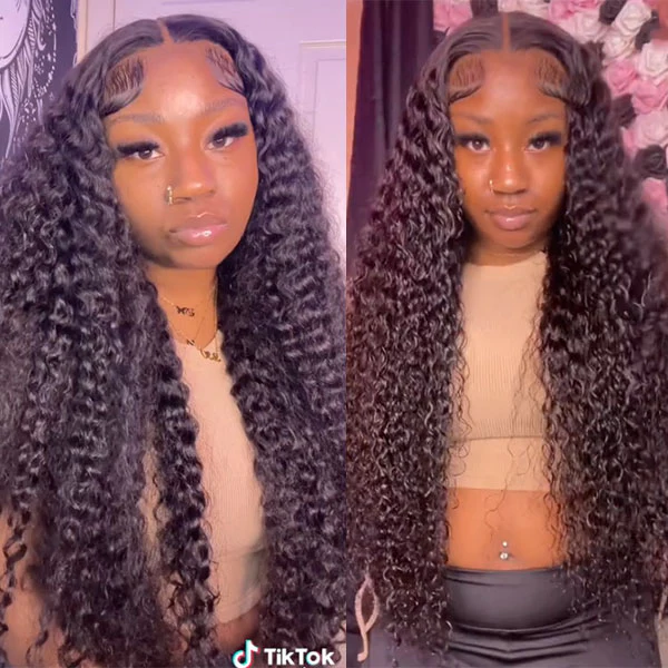 VSHOW Bleached Knots Deep Wave Wig Long Curly Human Hair Wigs 13x4 Lace Front Wigs Pre-plucked Hairline - Image 3