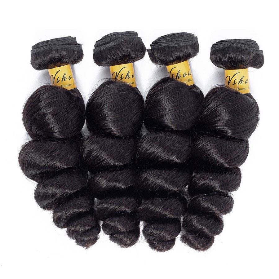 VSHOW HAIR Premium 9A Indian Virgin Human Hair Loose Wave 3 or 4 Bundles with Closure Popular Sizes - Image 2