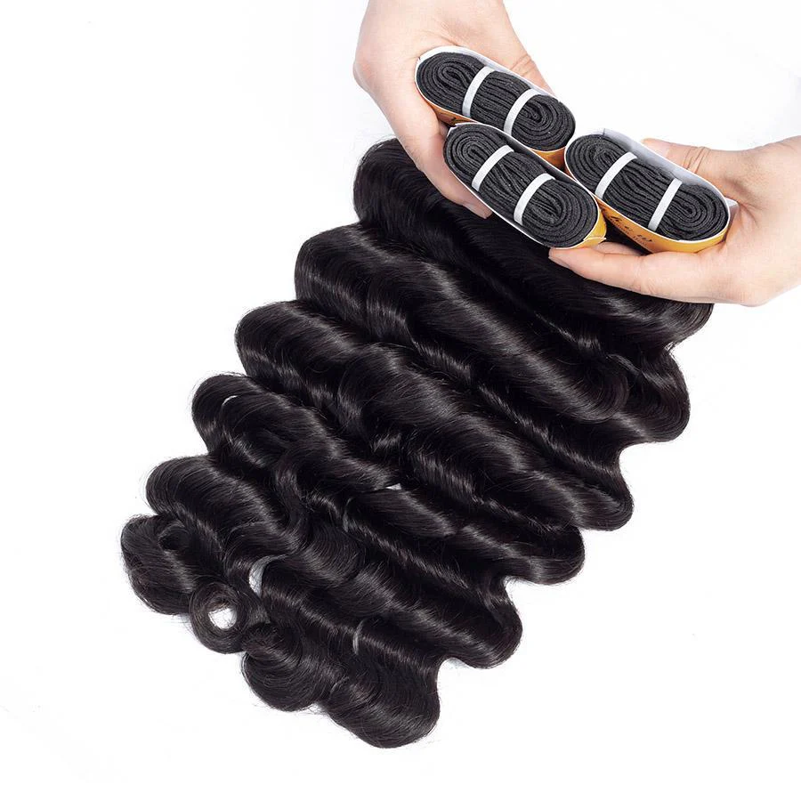 VSHOW HAIR Premium 9A Indian Virgin Human Hair Loose Deep Wave 3 or 4 Bundles with Closure Popular Sizes - Image 3