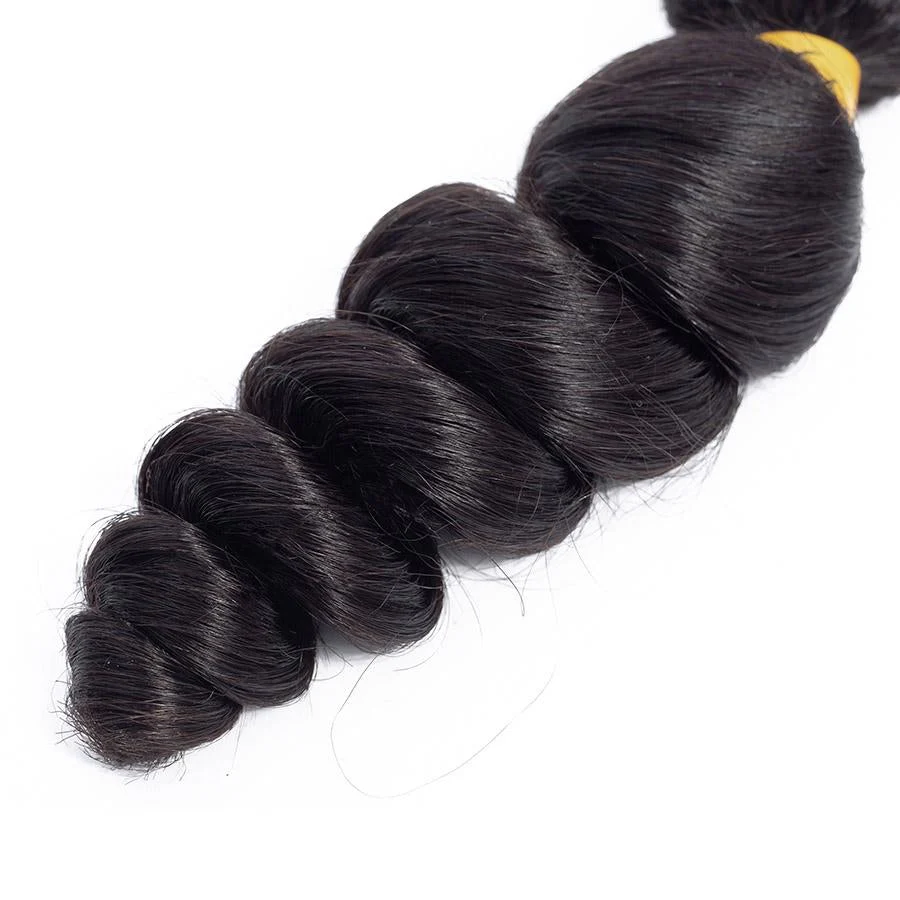 VSHOW HAIR Premium 9A Indian Human Virgin Hair Loose Wave Natural Black 4 Bundles Deal - Image 5