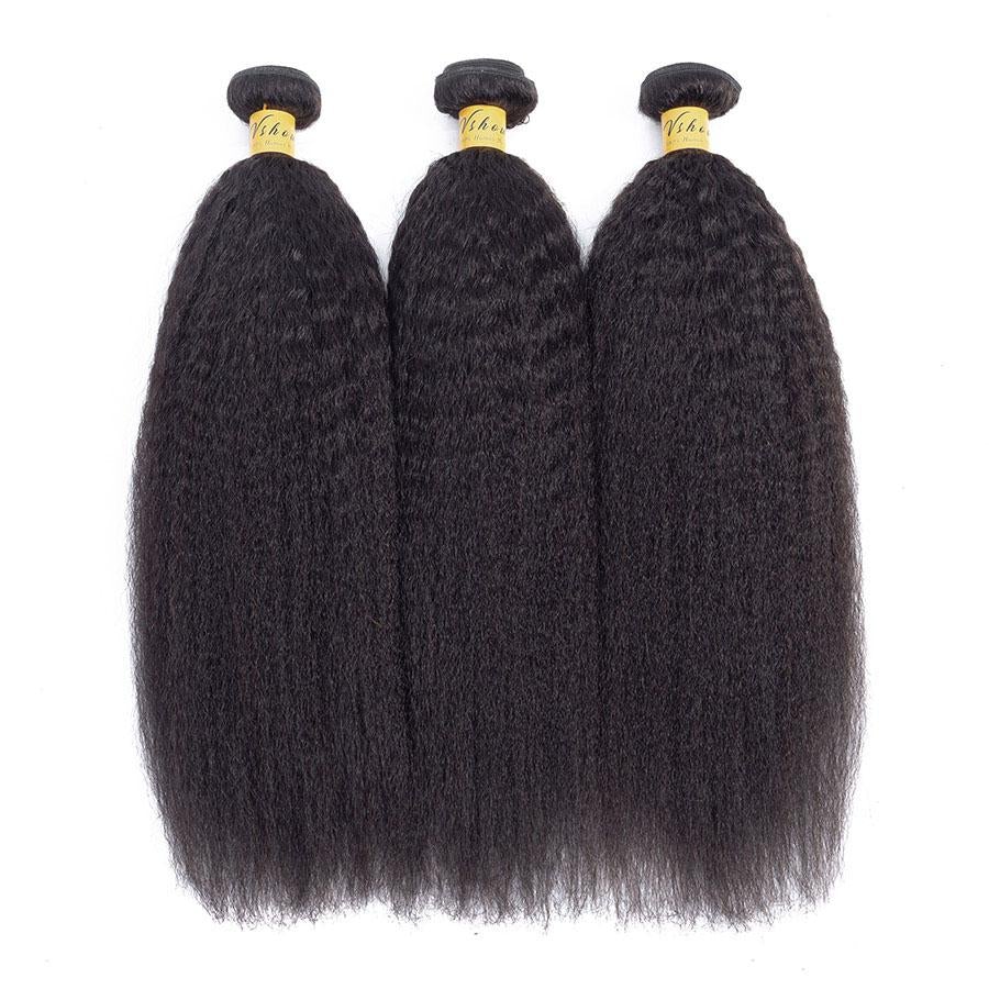 VSHOW HAIR Premium 9A Indian Human Virgin Hair YaKi Natural Black 3 Bundles Deal - Image 2
