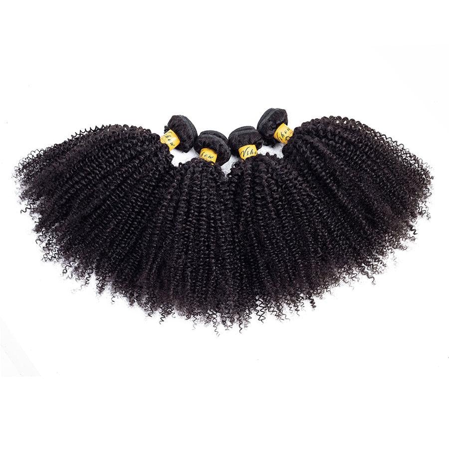 VSHOW HAIR Premium 9A Indian Human Virgin Hair Afro Curly Natural Black 4 Bundles Deal - Image 3