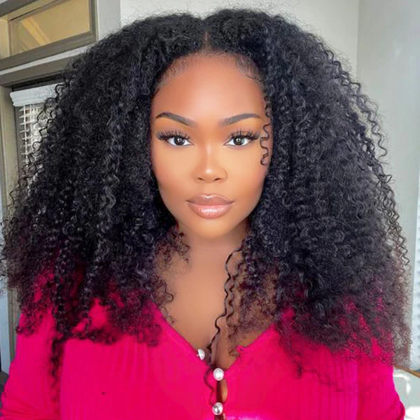 VSHOW Kinky Curly Hair Wear And Go Wigs 360 Full Lace Front Wigs Pre Cut Lace Wig With Bleached Knots - Image 4