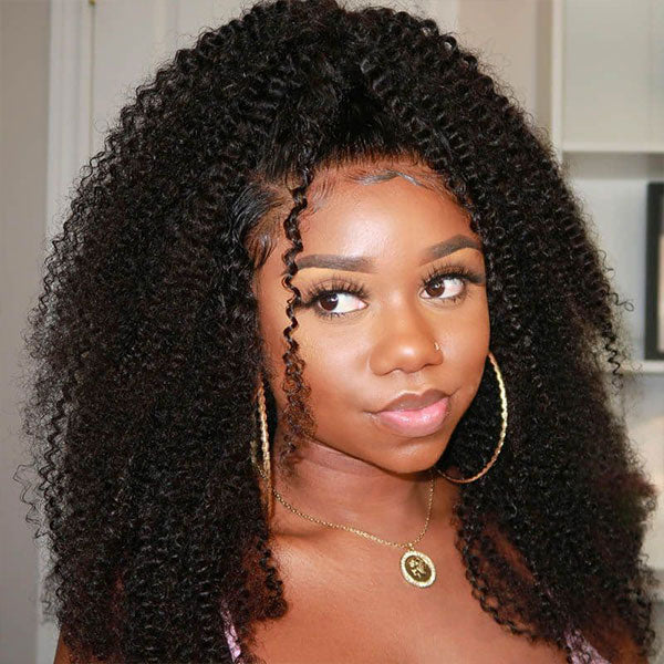 VSHOW Bleached Knots Kinky Curly Human Hair Wear Go Wigs 7x5 Pre Cut HD Lace Wigs - Image 3
