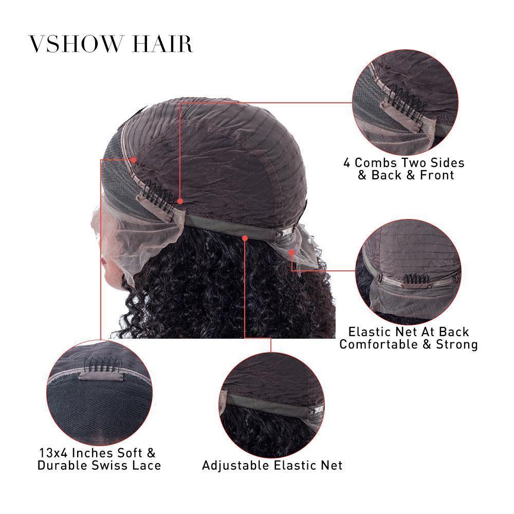 VSHOW HAIR Premium 9A Transparent Lace Front Wigs Kinky Curly Human Hair Natural Black - Image 5
