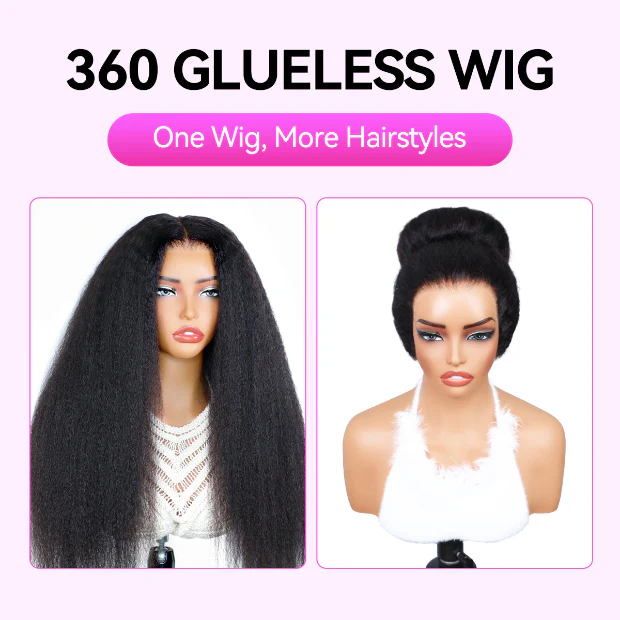 VSHOW Kinky Straight Human Hair Wigs 360 Pre Cut Lace Glueless Wigs For Black Women - Image 5