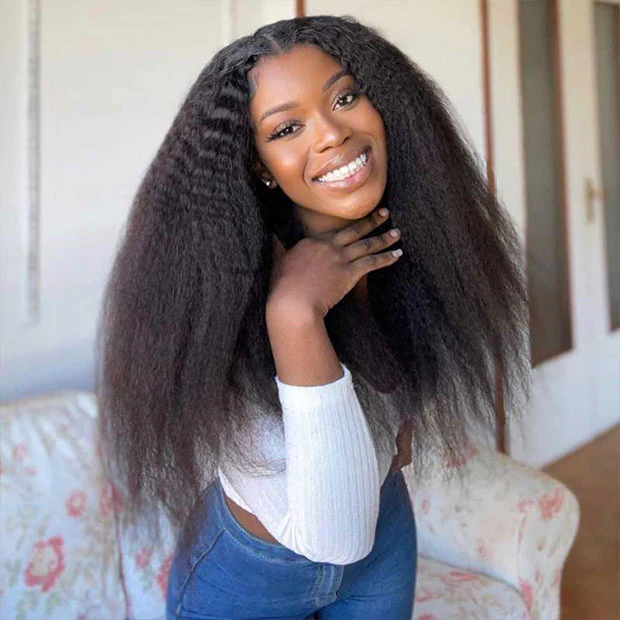 Kinky Straight Pre-Cut 9x6 T Part Lace Wear Go Wig Pre Bleached Knots With Natural Hairline - Image 8