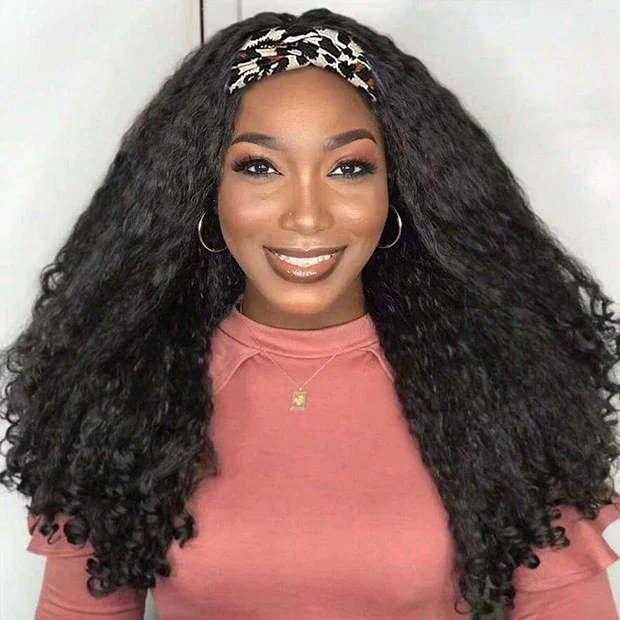 Vshow Kinky Straight Burmese Curly Human Hair Half Wigs 250% Density With Drawstring Natural Blend Wigs - Image 3