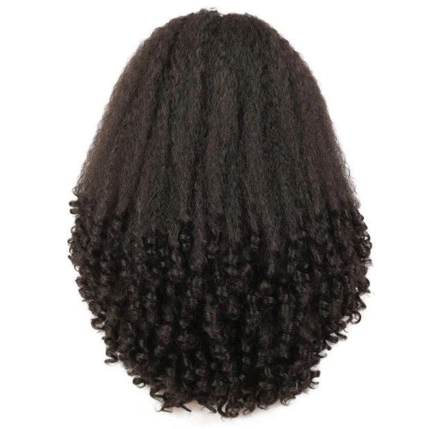 Vshow Kinky Straight Burmese Curly Human Hair Half Wigs 250% Density With Drawstring Natural Blend Wigs - Image 4