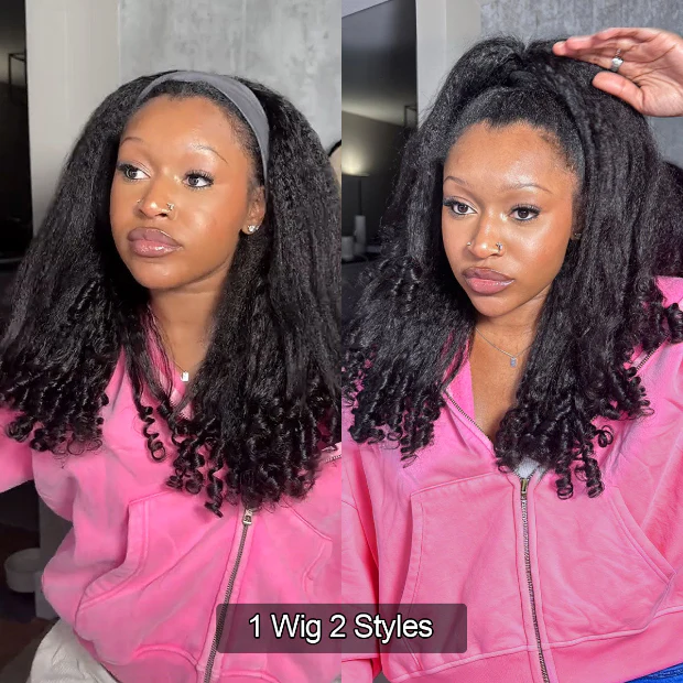 VSHOW Pre Styled Kinky Straight Burmese Curly V Part Human Hair Wigs 250% Density Natural Blend Curly Hair Wigs With Spiral Curls - Image 4