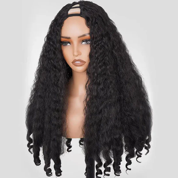 VSHOW Pre Styled Kinky Straight Burmese Curly V Part Human Hair Wigs 250% Density Natural Blend Curly Hair Wigs With Spiral Curls - Image 7