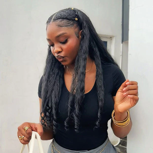 VSHOW Pre Styled Kinky Straight Burmese Curly V Part Human Hair Wigs 250% Density Natural Blend Curly Hair Wigs With Spiral Curls - Image 8