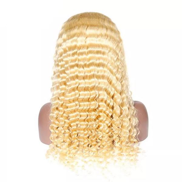 VSHOW Honey Blonde Hair Deep Wave Frontal Wig 613 Blonde Curly Hair Blonde Human Hair Wigs - Image 7
