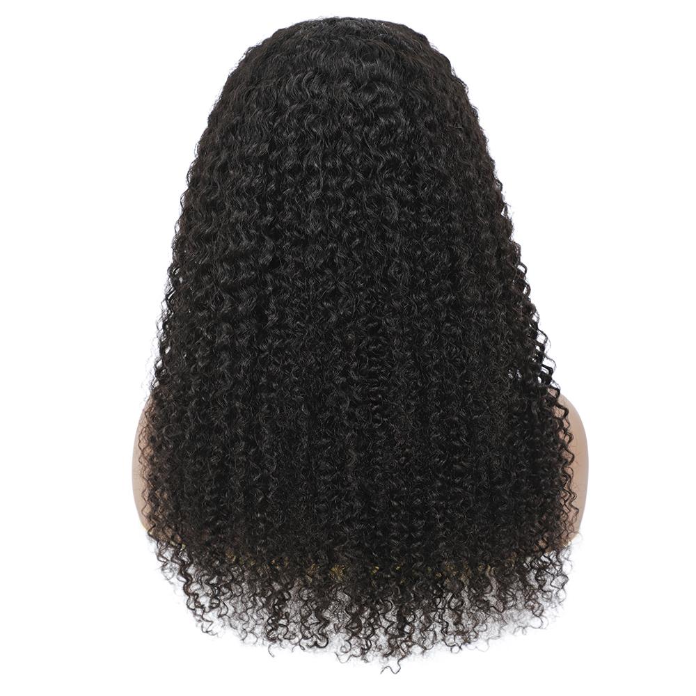 VSHOW HAIR Kinky Curly Lace Part Wig Deep Middle Part 4 Inch Natural Black - Image 4