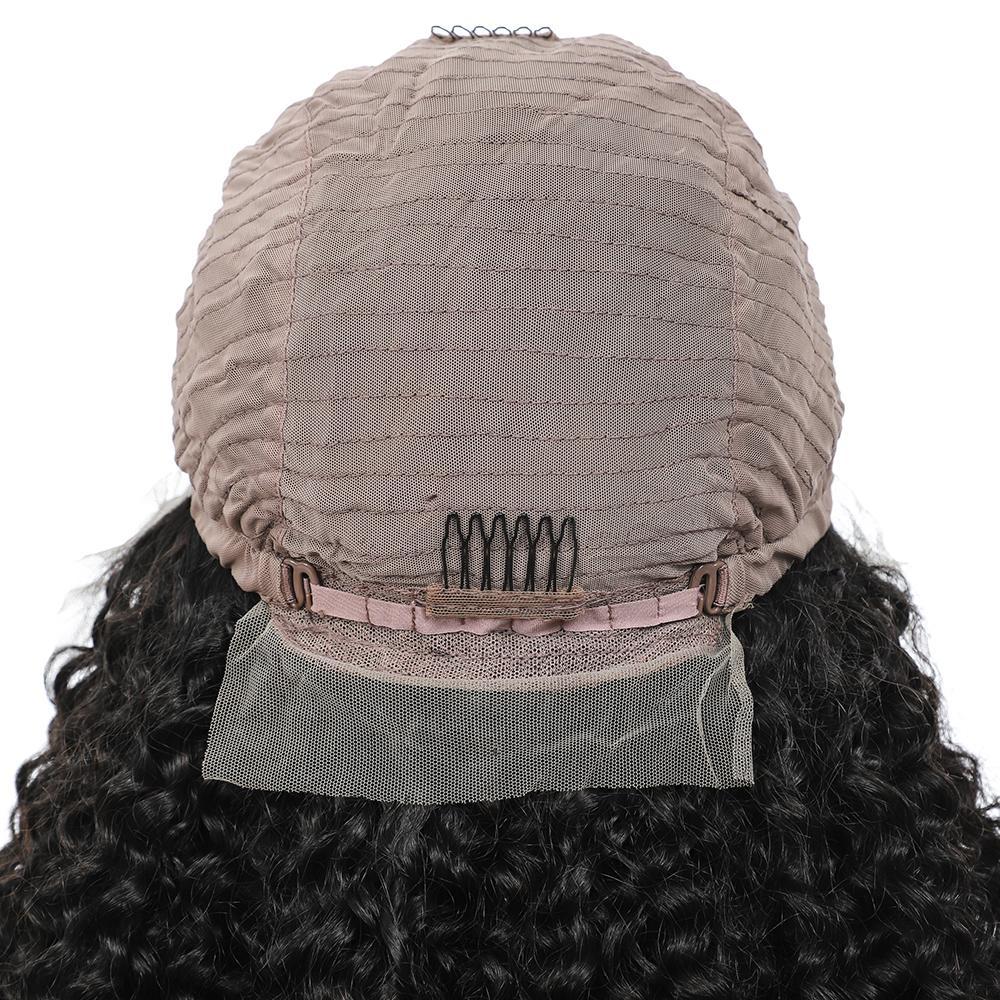VSHOW HAIR Kinky Curly Lace Part Wig Deep Middle Part 4 Inch Natural Black - Image 8