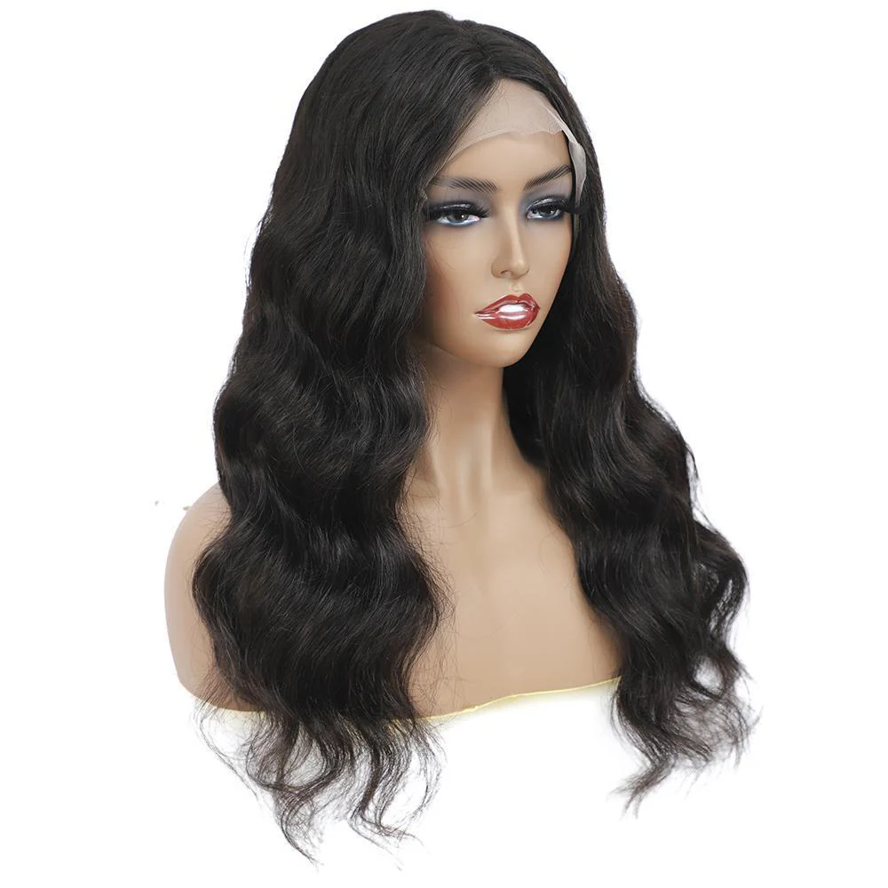 VSHOW Body Wave Lace Part Wig Deep Middle Part 4 Inch Natural Black - Image 7