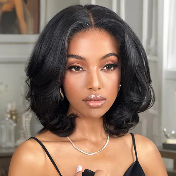 Vshow 14 Inches Layered Cut Yaki Straight Bob Wigs 10x6 Pre-Cut Lace Wear Go Glueless Wigs 250% Density - Image 4