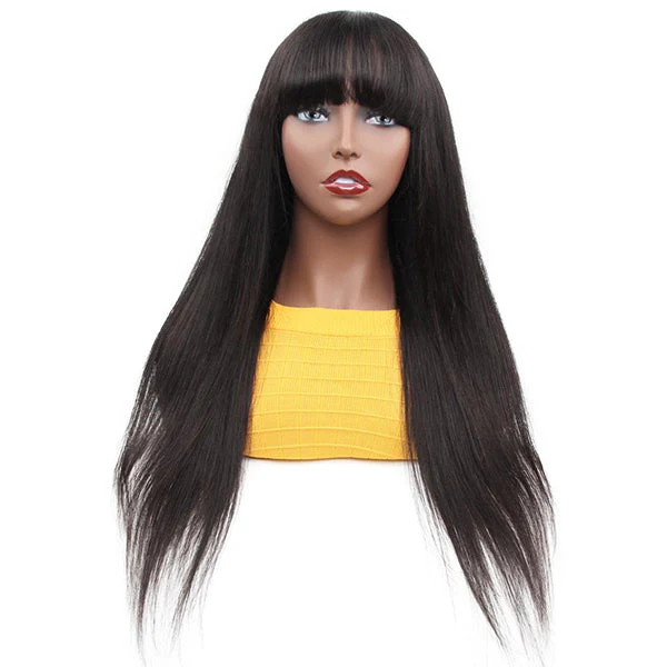 VSHOW Human Hair Wigs Straight Human Hair None Lace Wigs with Bangs - Image 4