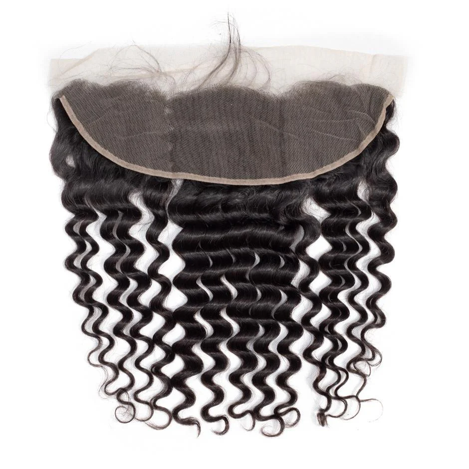 VSHOW HAIR 100% Virgin Human Hair Loose Deep Wave 13x4 Lace Frontal Natural Black - Image 4